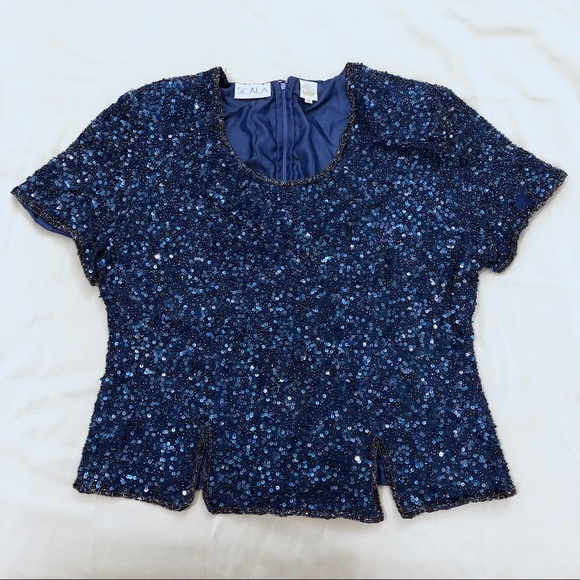 🔻Vintage SCALA Art Deco Beaded Sequin Top - Picture 2 of 5